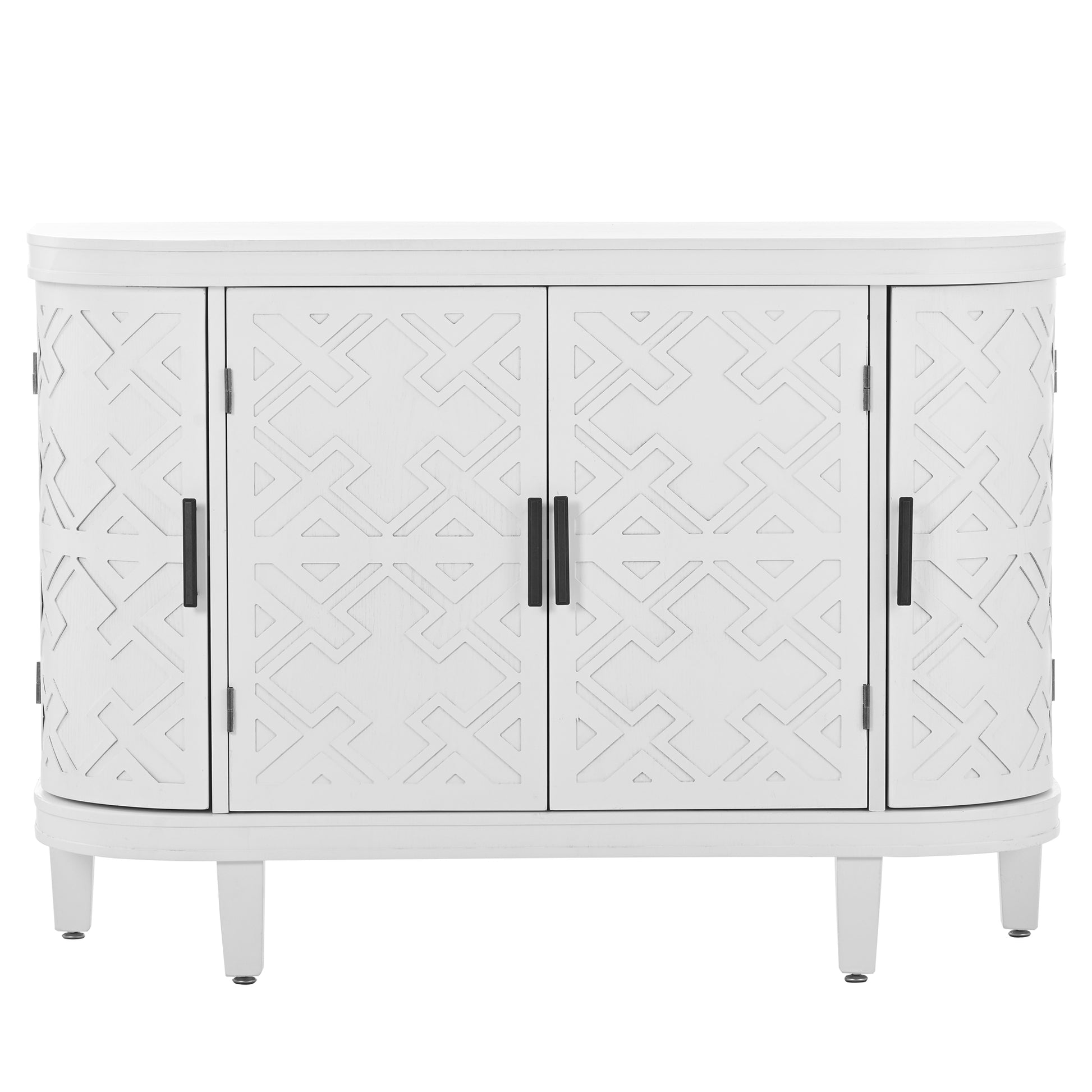 Accent Storage Cabinet Sideboard Wooden Cabinet With Antique Pattern Doors For Hallway, Entryway, Living Room White Mdf