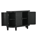 Accent Storage Cabinet Sideboard Wooden Cabinet With Antique Pattern Doors For Hallway, Entryway, Living Room Black Mdf