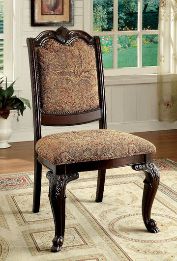 Traditional Formal Set Of 2 Side Chairs Brown Cherry Solid Wood Chair Padded Fabric Upholstered Seat Kitchen Dining Room Furniture Dark Brown Brown Dining Room Luxury,Traditional Dining Chairs