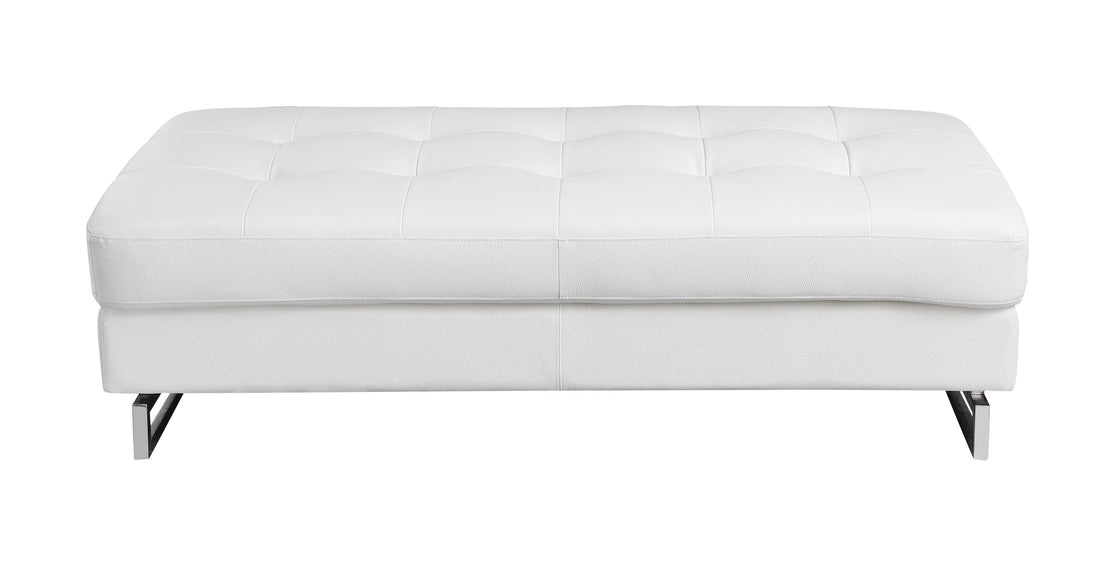 Genuine Leather Ottoman White Foam Leather