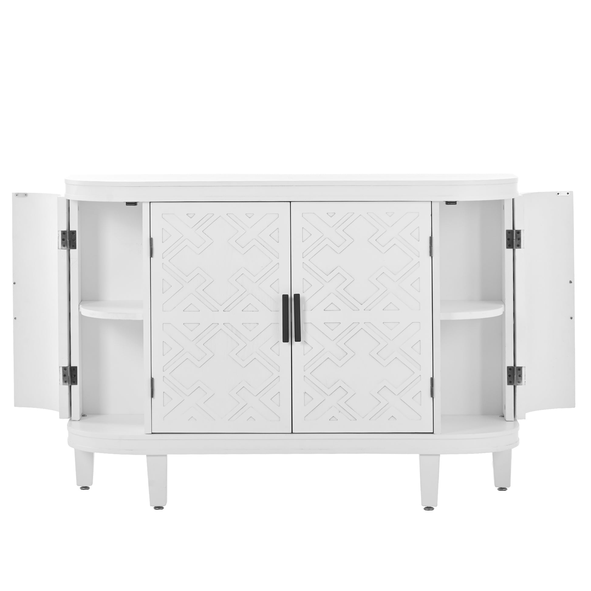 Accent Storage Cabinet Sideboard Wooden Cabinet With Antique Pattern Doors For Hallway, Entryway, Living Room White Mdf