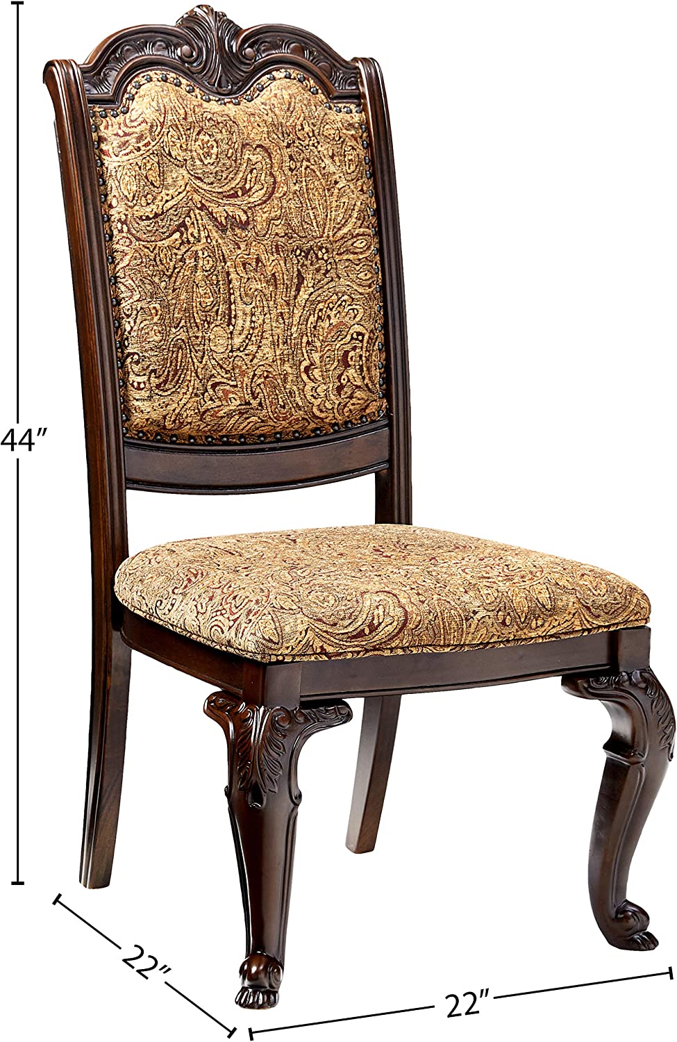 Traditional Formal Set Of 2 Side Chairs Brown Cherry Solid Wood Chair Padded Fabric Upholstered Seat Kitchen Dining Room Furniture Dark Brown Brown Dining Room Luxury,Traditional Dining Chairs