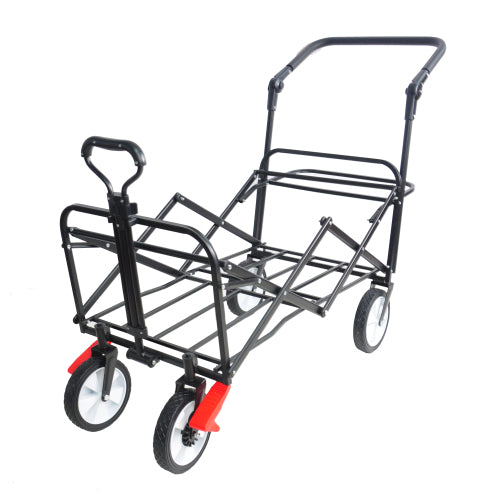 folding wagon Collapsible Outdoor Utility Wagon, Heavy black+red-abs+rubber+steel (q235)