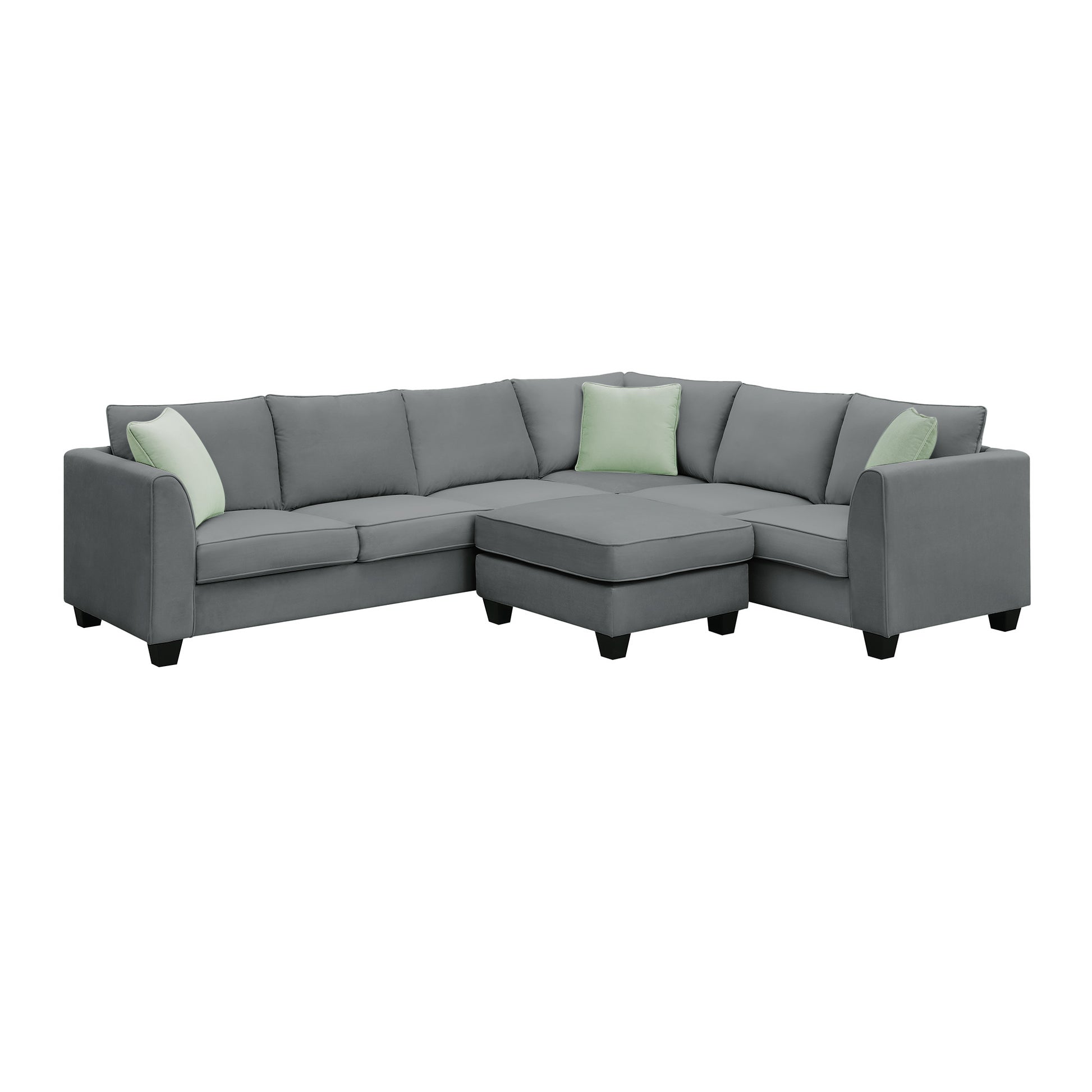 112*87" Sectional Sofa Couches Living Room Sets, 7 Seats Modular Sectional Sofa With Ottoman, L Shape Fabric Sofa Corner Couch Set With 3 Pillows, Grey Of Gs008210Aag Grey Fabric 8 Seat