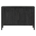 Storage Cabinet Sideboard Wooden Cabinet With 2 Metal Handles And 2 Doors For Hallway, Entryway, Living Room Black Mdf