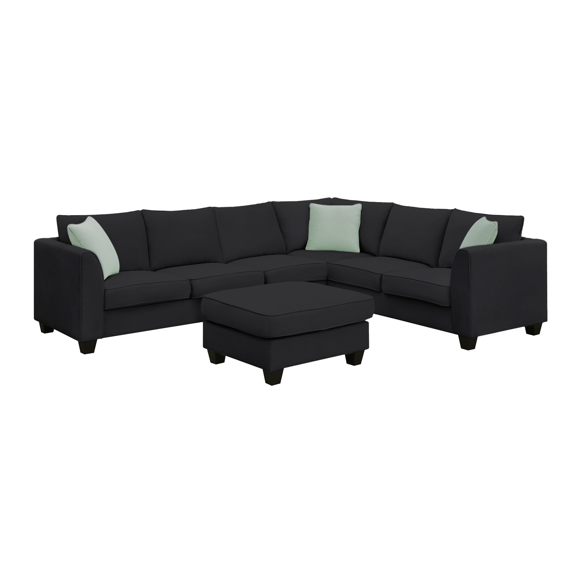 112*87" Sectional Sofa Couches Living Room Sets, 7 Seats Modular Sectional Sofa With Ottoman, L Shape Fabric Sofa Corner Couch Set With 3 Pillows, Black Of Gs008210Aab Black Fabric 7 Seat