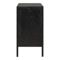 Storage Cabinet Sideboard Wooden Cabinet With 2 Metal Handles And 2 Doors For Hallway, Entryway, Living Room Black Mdf