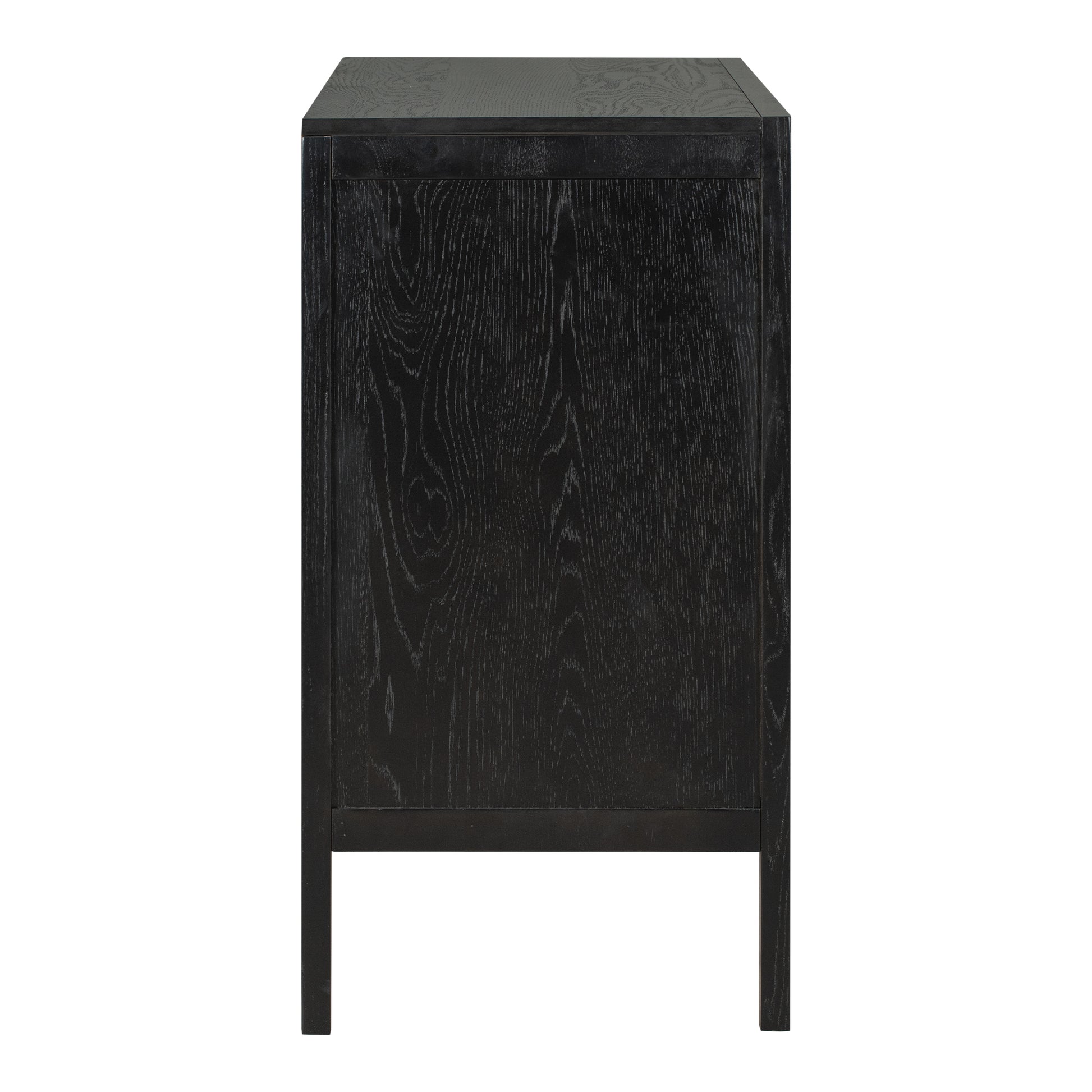 Storage Cabinet Sideboard Wooden Cabinet With 2 Metal Handles And 2 Doors For Hallway, Entryway, Living Room Black Mdf