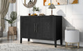 Storage Cabinet Sideboard Wooden Cabinet With 2 Metal Handles And 2 Doors For Hallway, Entryway, Living Room Black Mdf