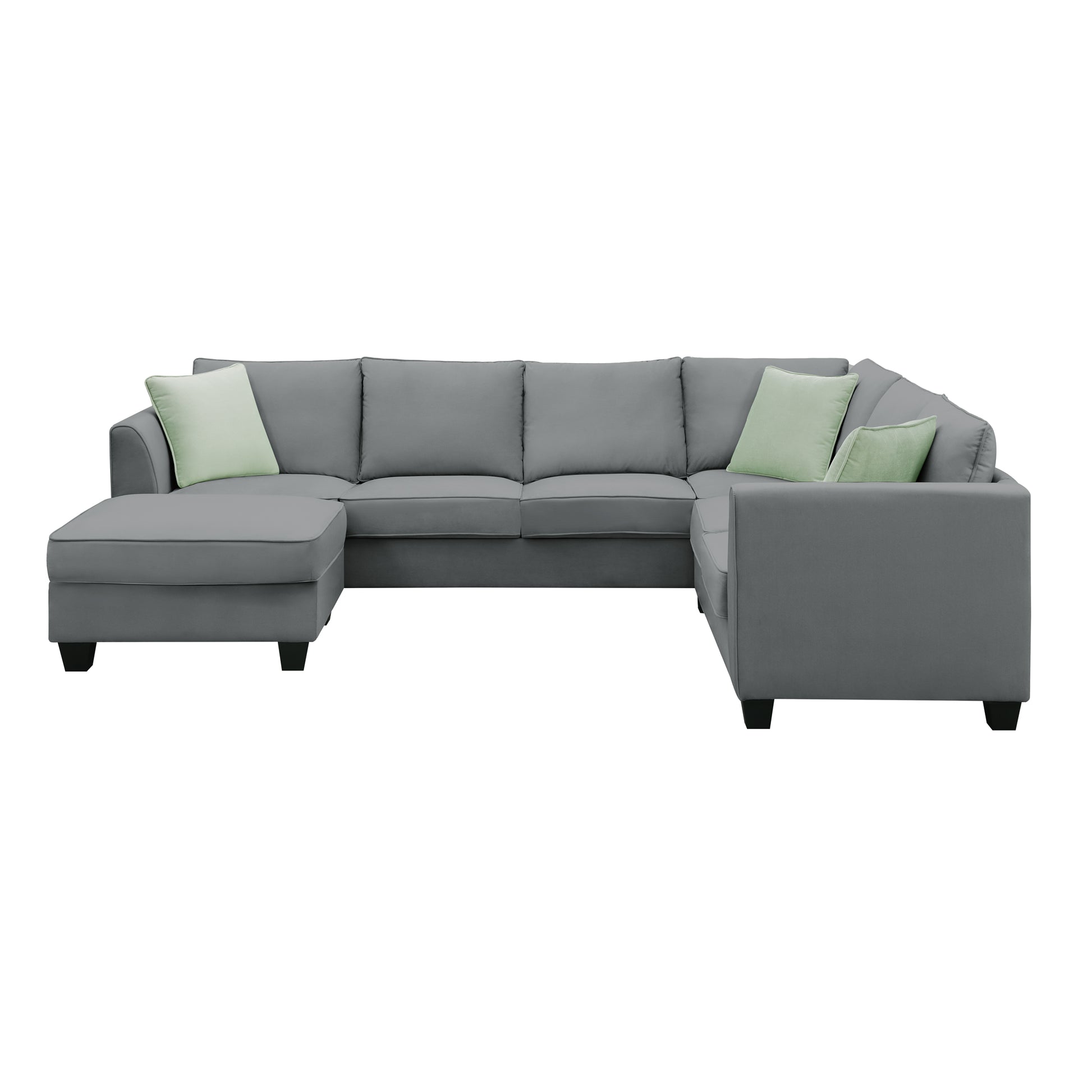 112*87" Sectional Sofa Couches Living Room Sets, 7 Seats Modular Sectional Sofa With Ottoman, L Shape Fabric Sofa Corner Couch Set With 3 Pillows, Grey Of Gs008210Aag Grey Fabric 8 Seat