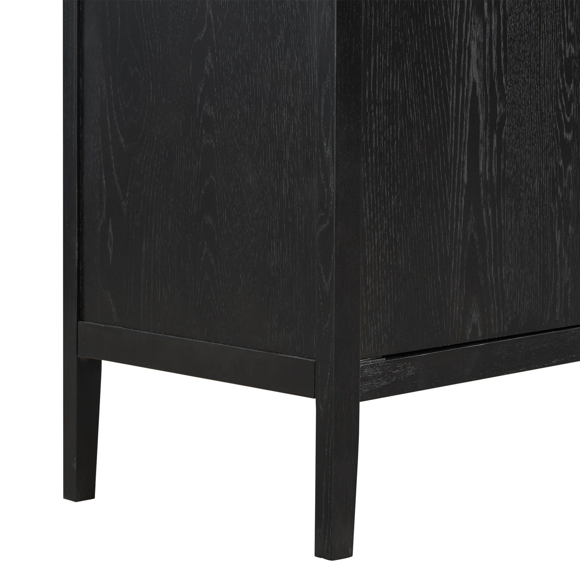 Storage Cabinet Sideboard Wooden Cabinet With 2 Metal Handles And 2 Doors For Hallway, Entryway, Living Room Black Mdf