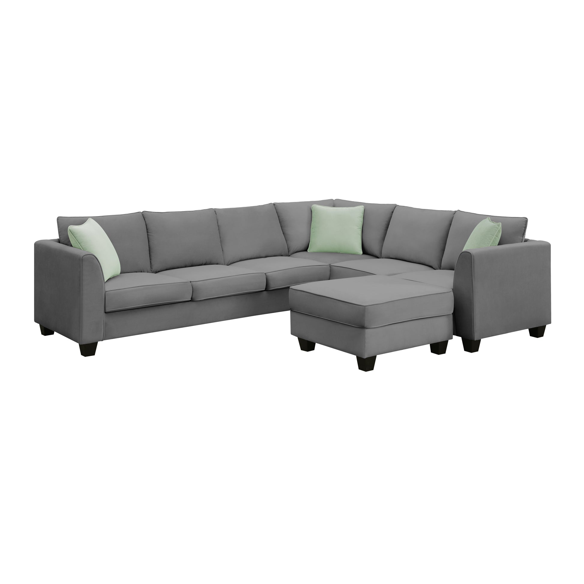 112*87" Sectional Sofa Couches Living Room Sets, 7 Seats Modular Sectional Sofa With Ottoman, L Shape Fabric Sofa Corner Couch Set With 3 Pillows, Grey Of Gs008210Aag Grey Fabric 8 Seat