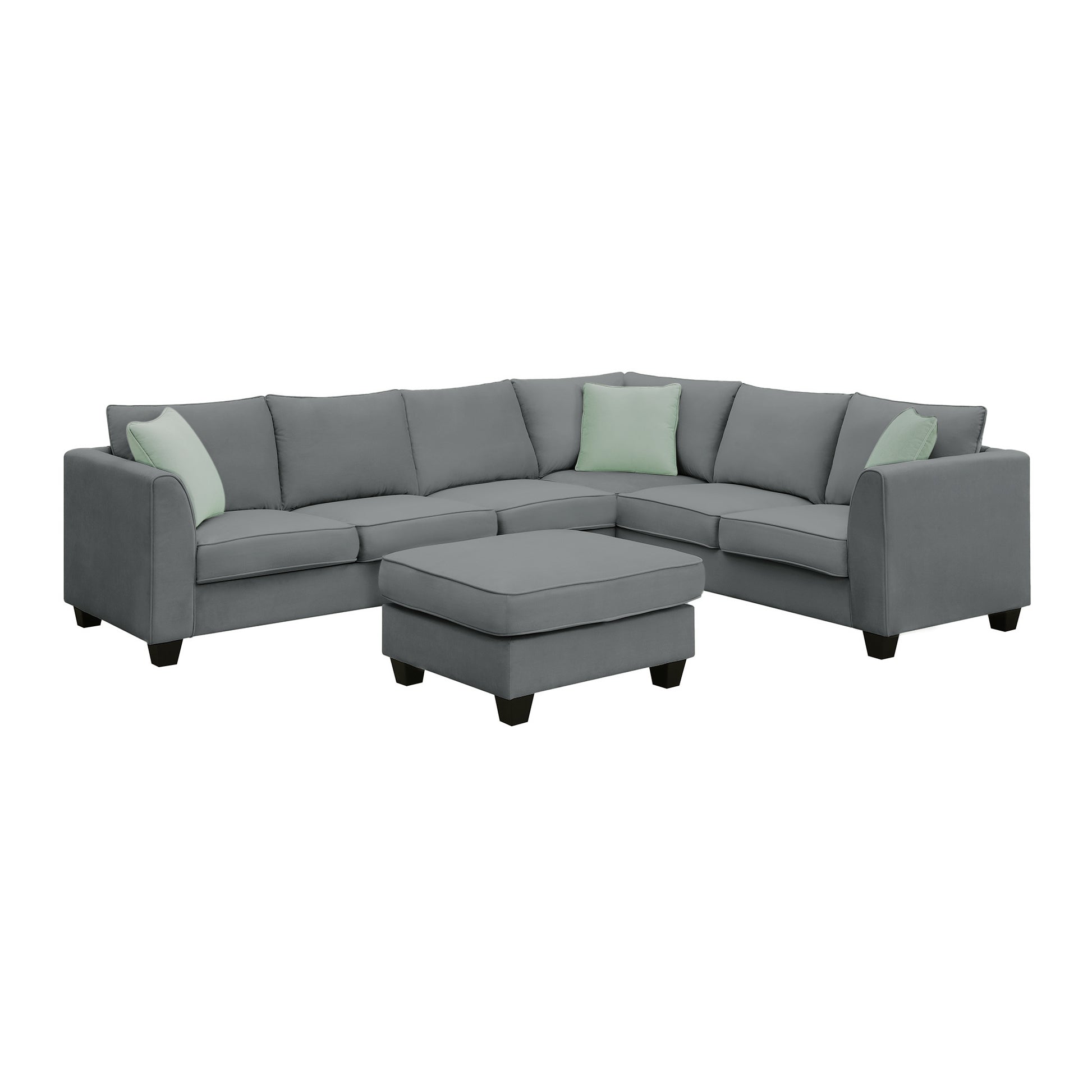 112*87" Sectional Sofa Couches Living Room Sets, 7 Seats Modular Sectional Sofa With Ottoman, L Shape Fabric Sofa Corner Couch Set With 3 Pillows, Grey Of Gs008210Aag Grey Fabric 8 Seat