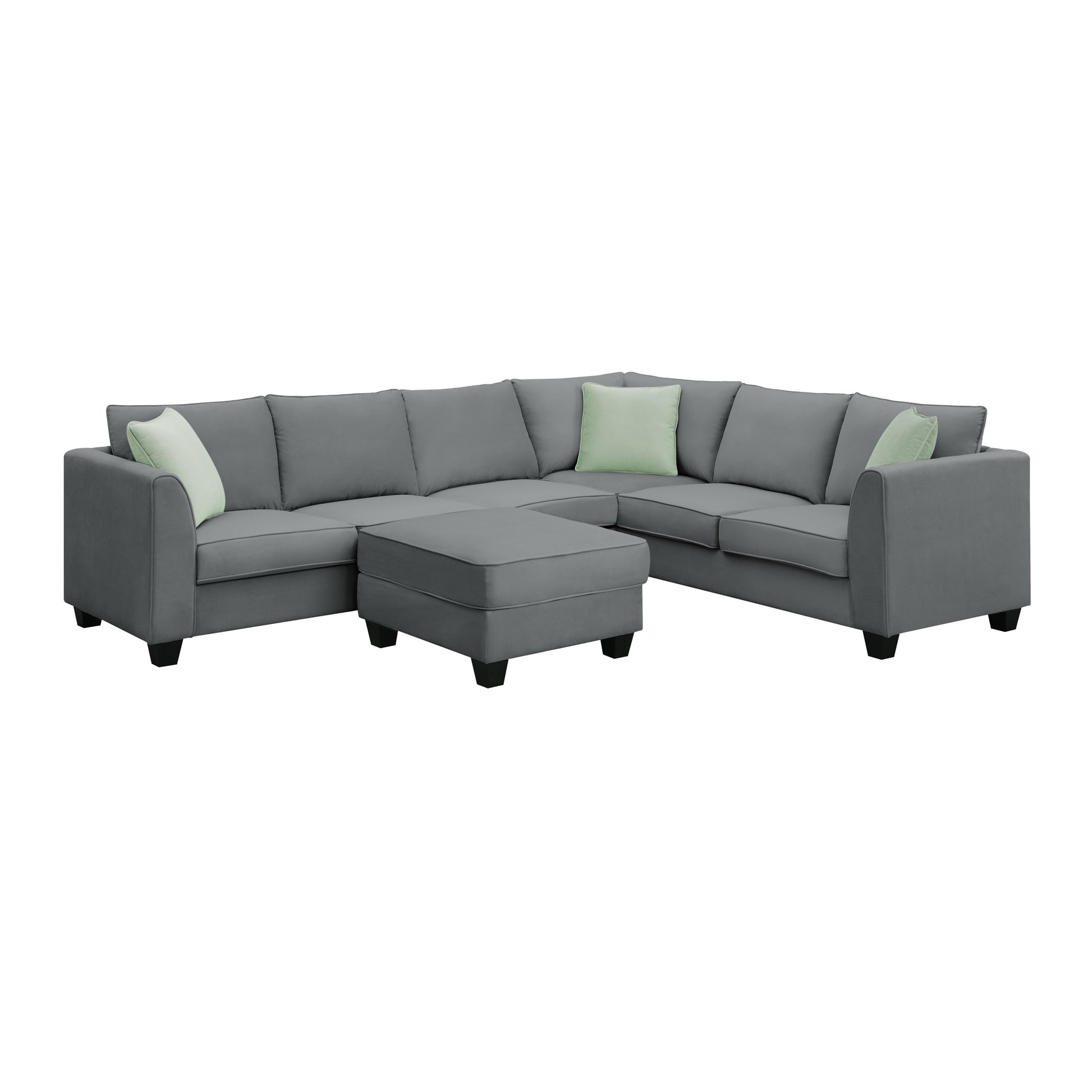 112*87" Sectional Sofa Couches Living Room Sets, 7 Seats Modular Sectional Sofa With Ottoman, L Shape Fabric Sofa Corner Couch Set With 3 Pillows, Grey Of Gs008210Aag Grey Fabric 8 Seat