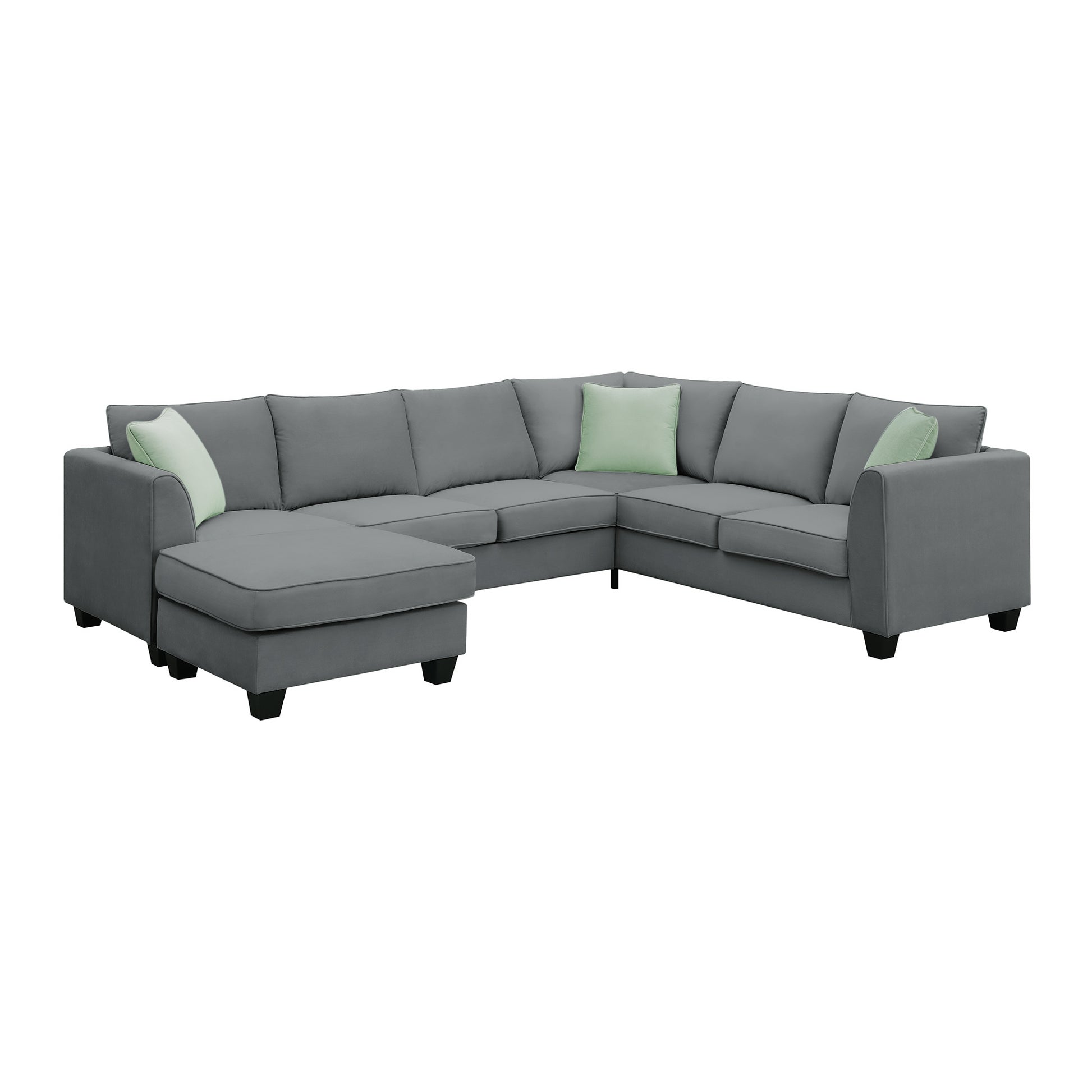 112*87" Sectional Sofa Couches Living Room Sets, 7 Seats Modular Sectional Sofa With Ottoman, L Shape Fabric Sofa Corner Couch Set With 3 Pillows, Grey Of Gs008210Aag Grey Fabric 8 Seat