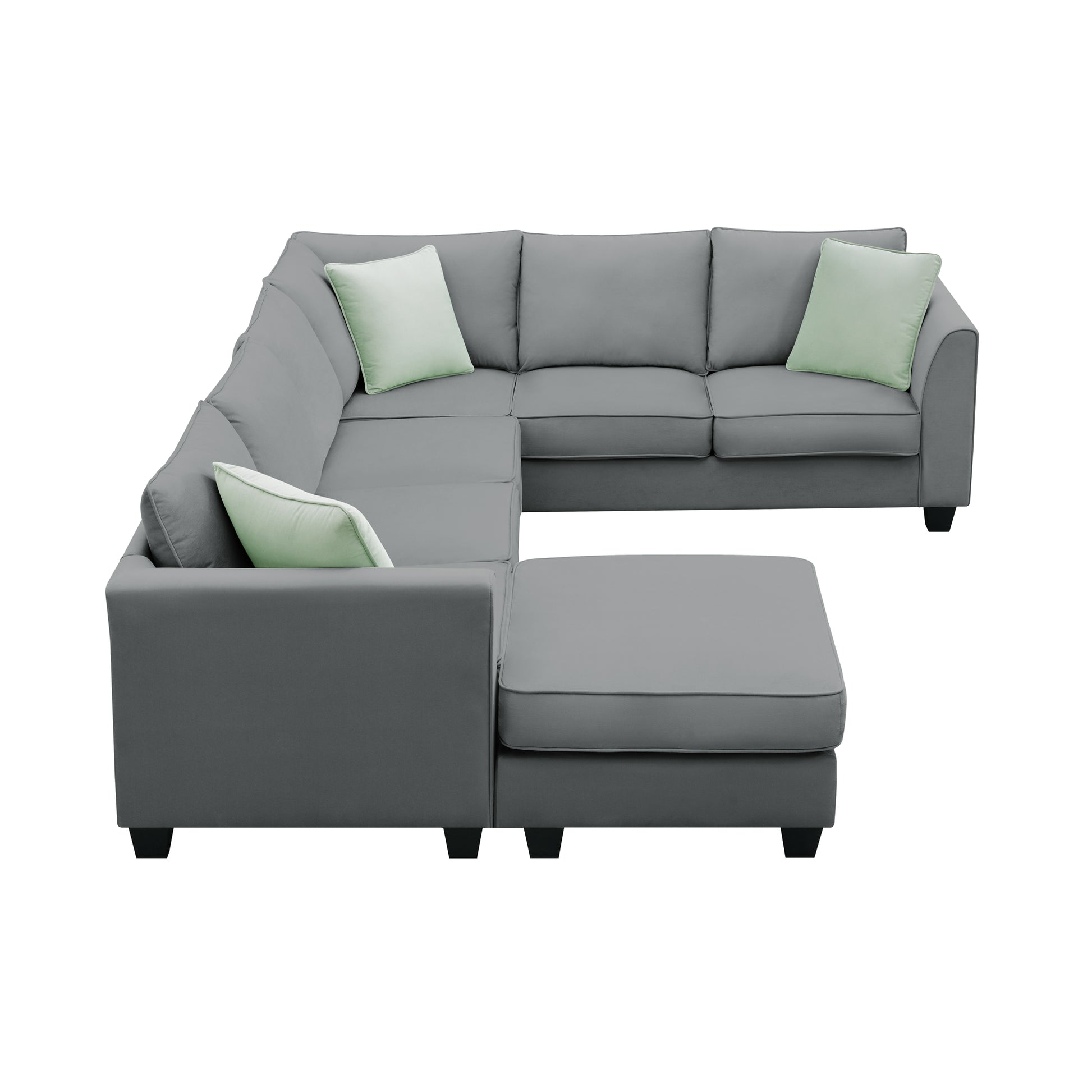 112*87" Sectional Sofa Couches Living Room Sets, 7 Seats Modular Sectional Sofa With Ottoman, L Shape Fabric Sofa Corner Couch Set With 3 Pillows, Grey Of Gs008210Aag Grey Fabric 8 Seat