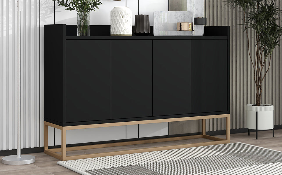 Modern Sideboard Elegant Buffet Cabinet With Large Storage Space For Dining Room, Entryway Black Black Particle Board