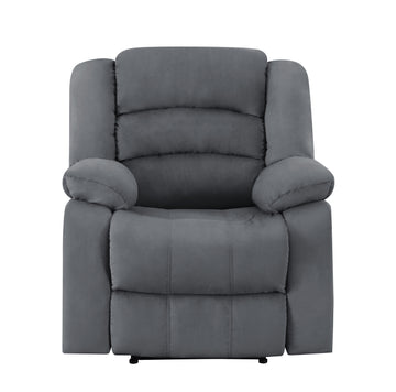 Transitional Microfiber Fabric Recliner Chair Gray Foam Fabric