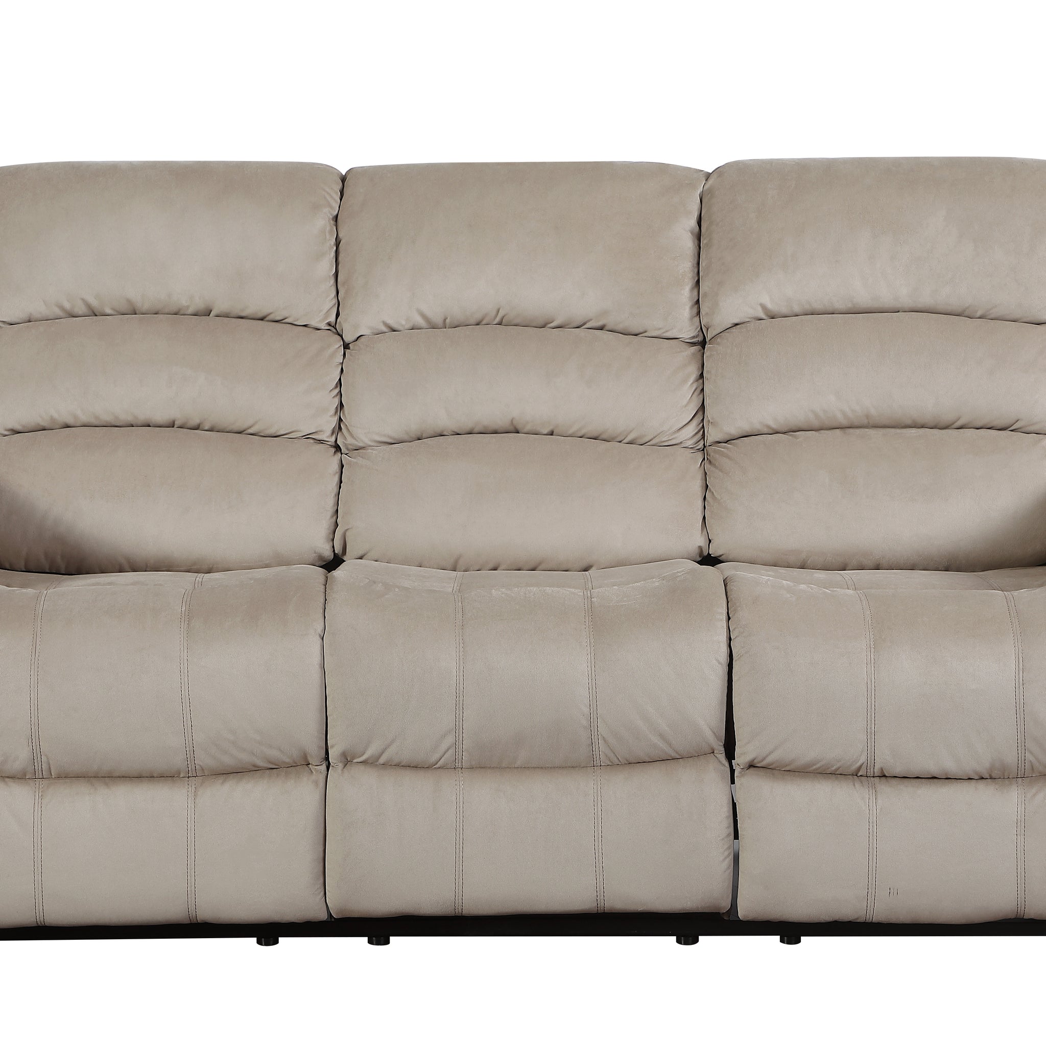 Transitional Microfiber Fabric Upholstered Sofa Beige Foam Fabric