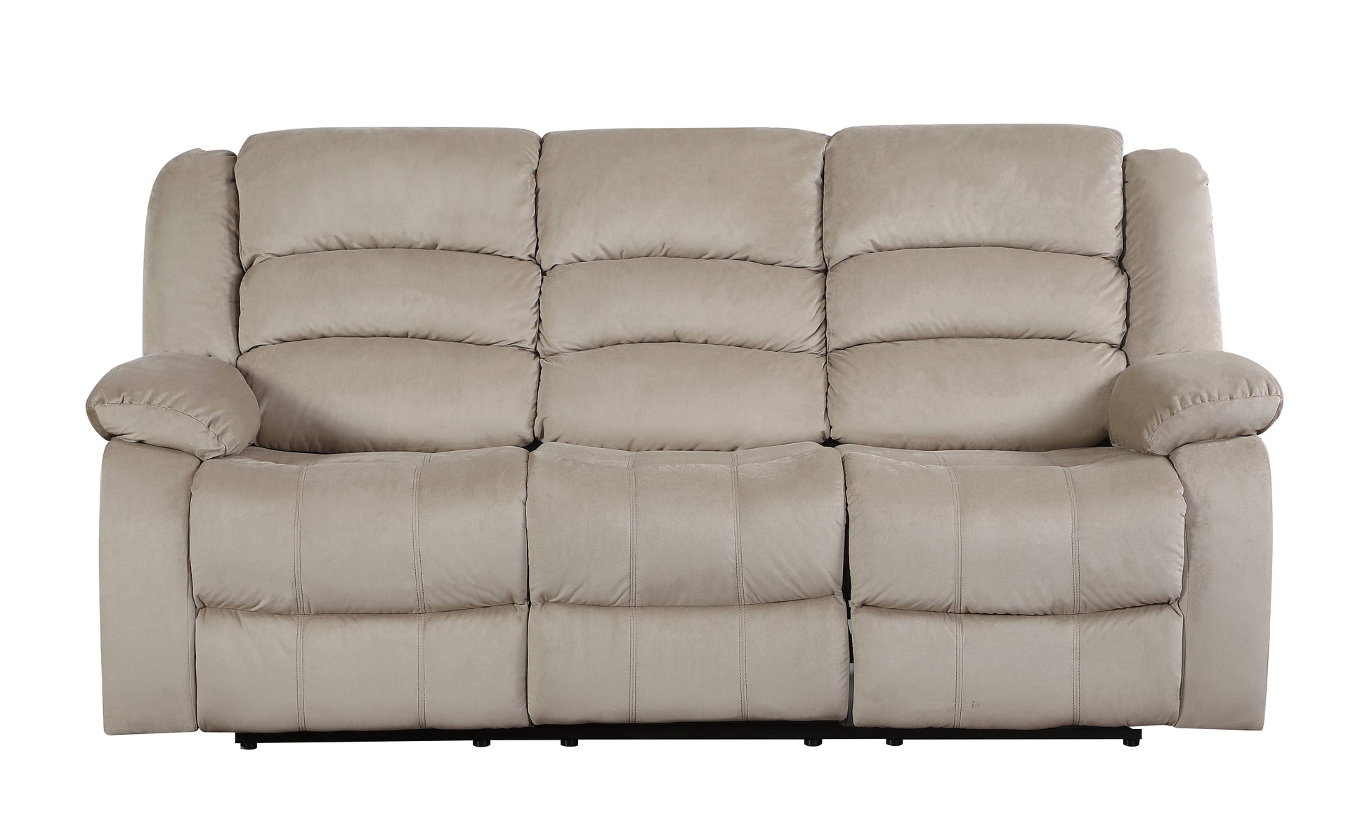 Transitional Microfiber Fabric Upholstered Sofa Beige Foam Fabric