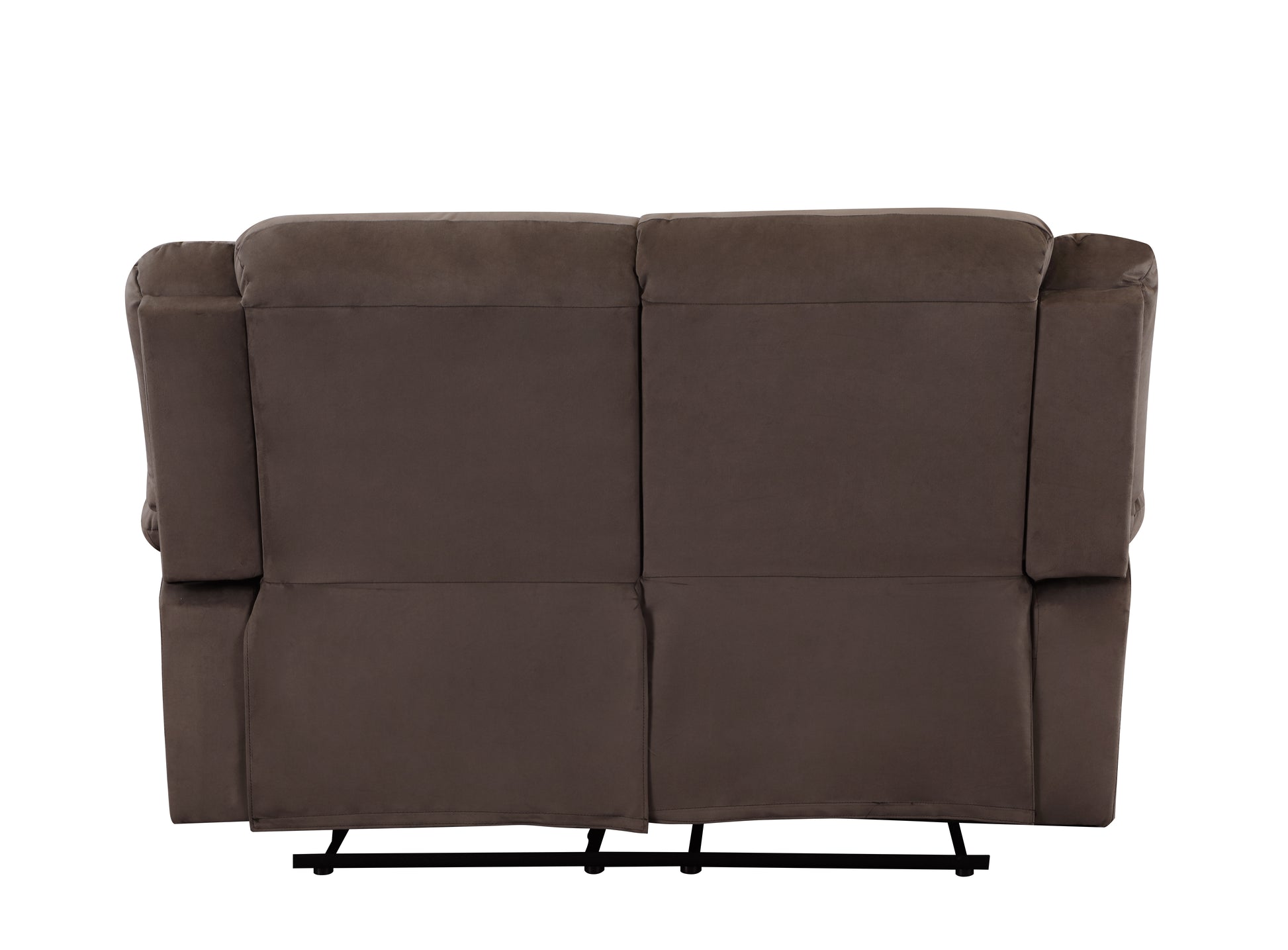 Transitional Microfiber Fabric Upholstered Loveseat Brown Foam Fabric