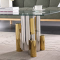 Stainless Steel Rectangular Accent Glass Coffee Table For Living Room 48