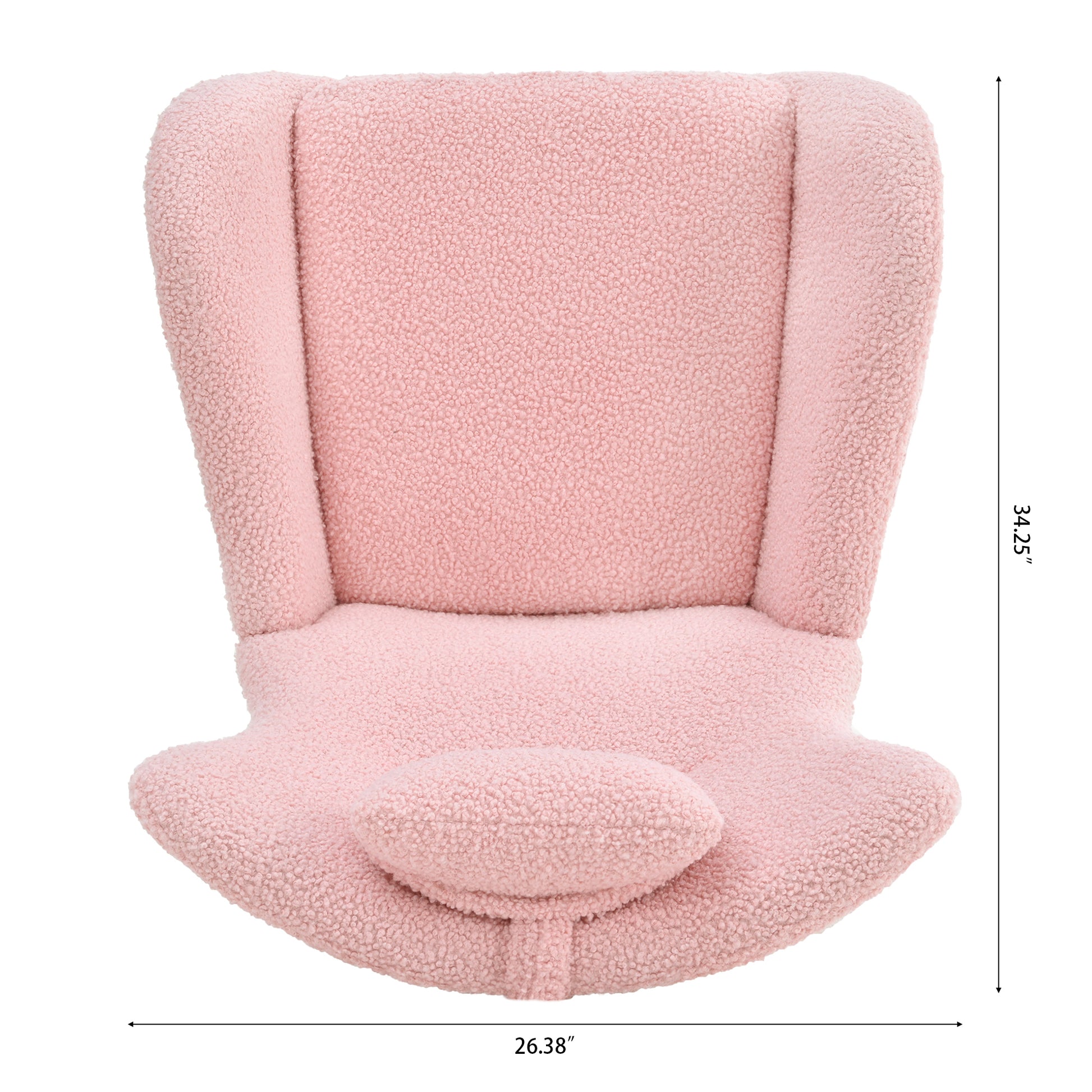 Rocking Chair Nursery, Teddy Upholstered Rocker Glider Chair With High Backrest, Adjustable Headrest & Pocket, Comfy Glider Chair For Nursery, Bedroom, Living Room, Offices, Rubber Wood, Pink Pink Polyester