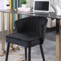 Contemporary Velvet Upholstered Counter Height Stool With Deep Channel Tufting And Gold Tipped, Black Metal Legs, 20