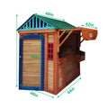 Eco Friendly Outdoor Wooden 4 In 1 Game House For Kids Garden Playhouse With Different Games On Every Surface,Solid Wood,61.4