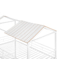 Twin Over Twin Bunk Bed Metal Bed With Half Roof, Guardrail And Ladder White White Metal