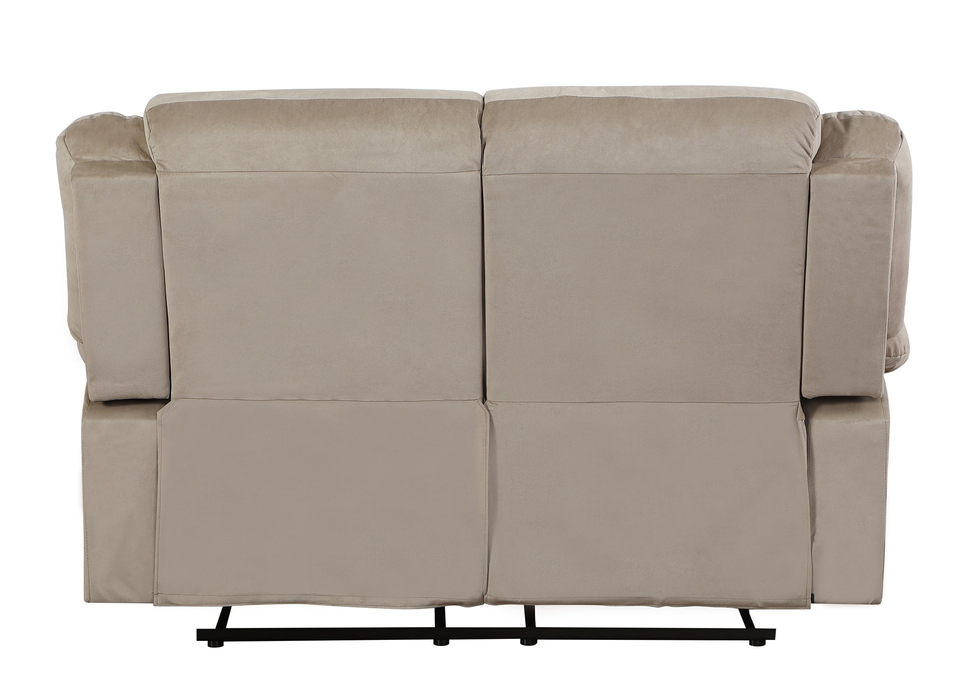 Transitional Microfiber Fabric Upholstered Loveseat Beige Foam Fabric