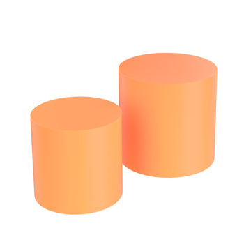 Upgrade Mdf Nesting Table Set Of 2, Mutifunctional For Living Room Small Space Goods Display, Bright Orange Orange Mdf