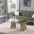 Stainless Steel Rectangular Accent Glass Coffee Table For Living Room 48