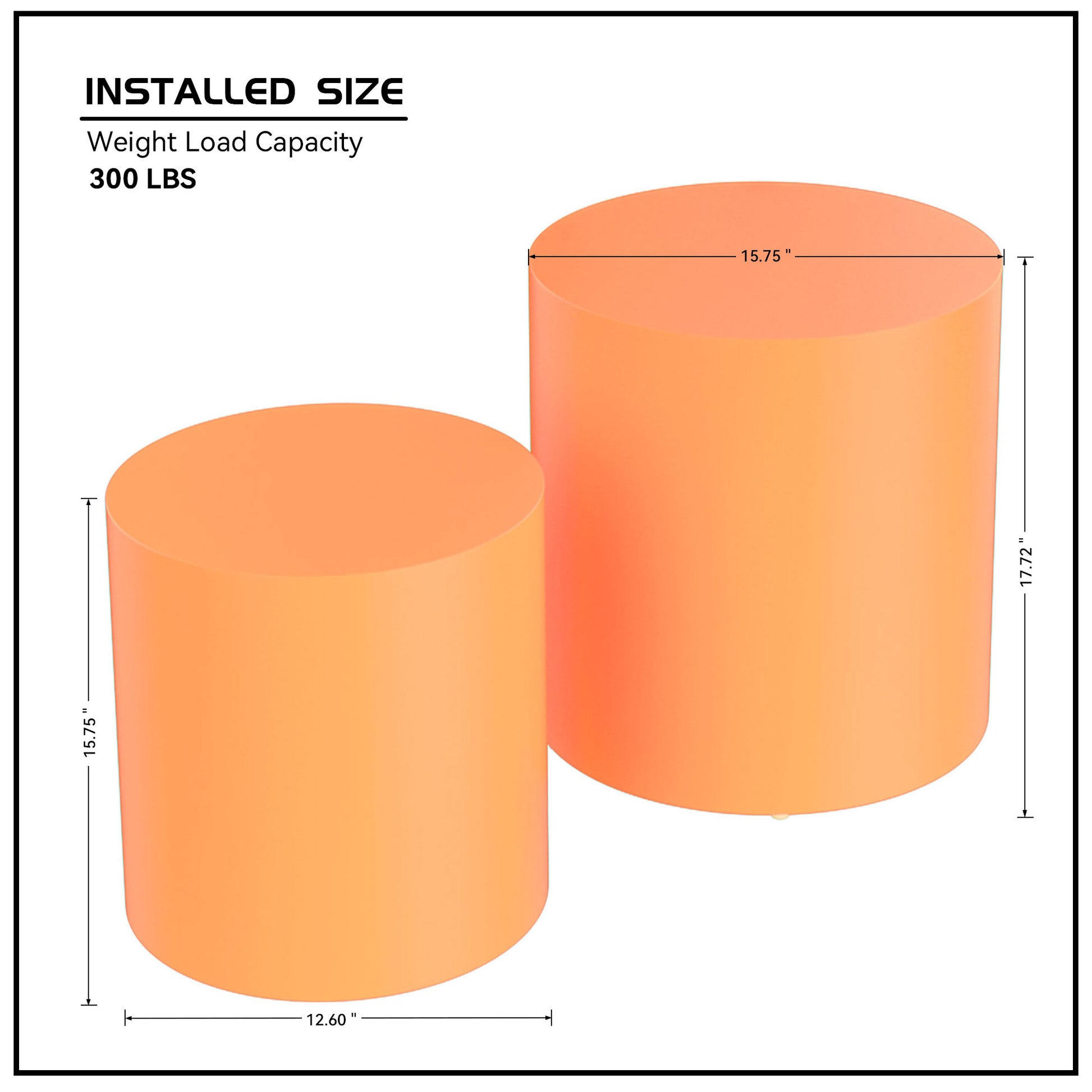 Upgrade Mdf Nesting Table Set Of 2, Mutifunctional For Living Room Small Space Goods Display, Bright Orange Orange Mdf