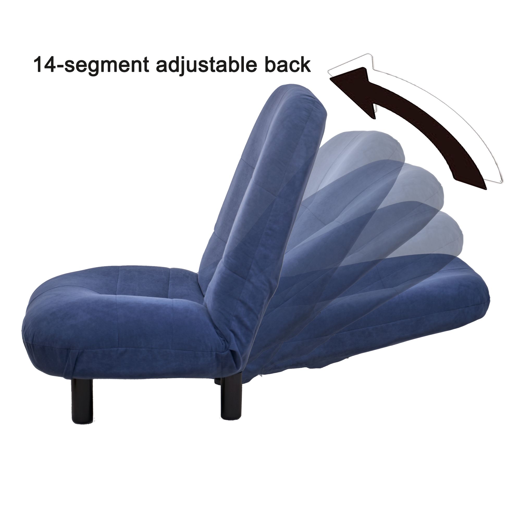 Single Sofa Reclining Chair Japanese Chair Lazy Sofa Tatami Balcony Reclining Chair Leisure Sofa Adjustable Chair Navy Blue Cotton Metal