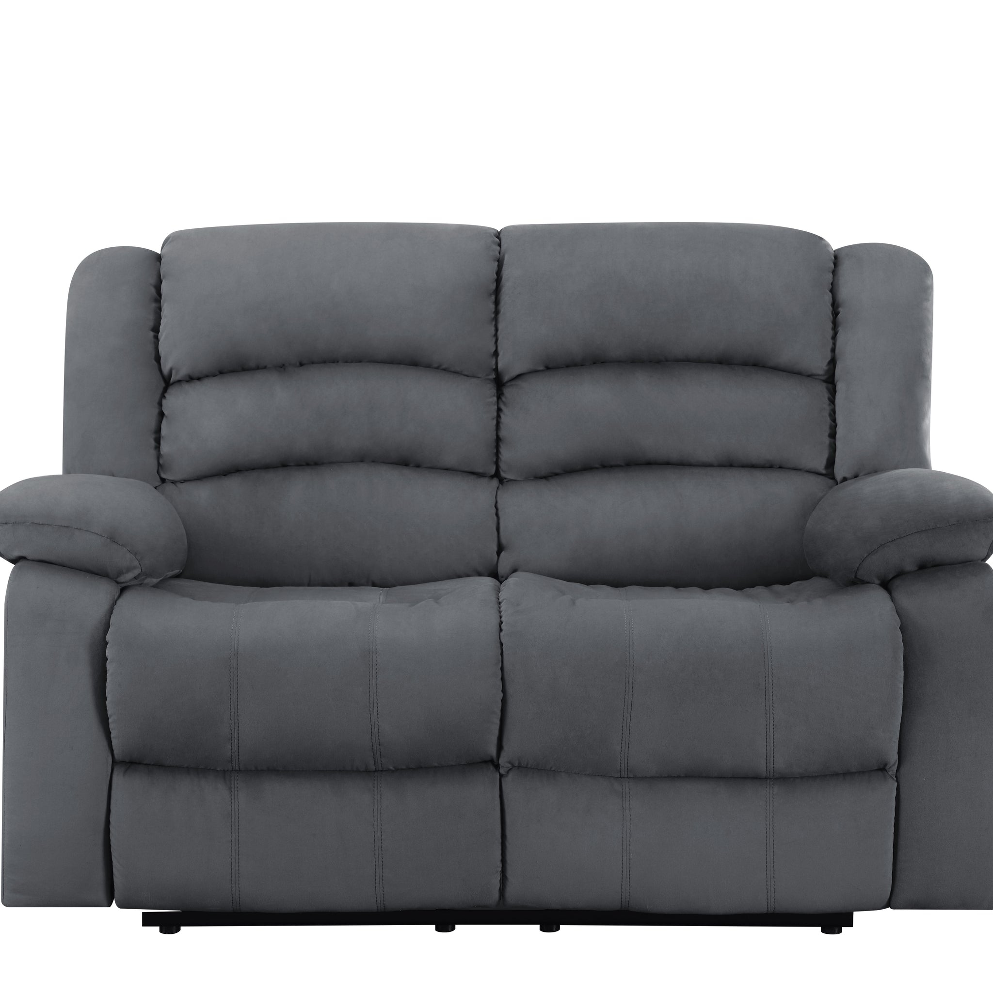 Transitional Microfiber Fabric Upholstered Loveseat Gray Foam Fabric