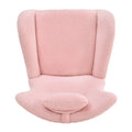 Rocking Chair Nursery, Teddy Upholstered Rocker Glider Chair With High Backrest, Adjustable Headrest & Pocket, Comfy Glider Chair For Nursery, Bedroom, Living Room, Offices, Rubber Wood, Pink Pink Polyester