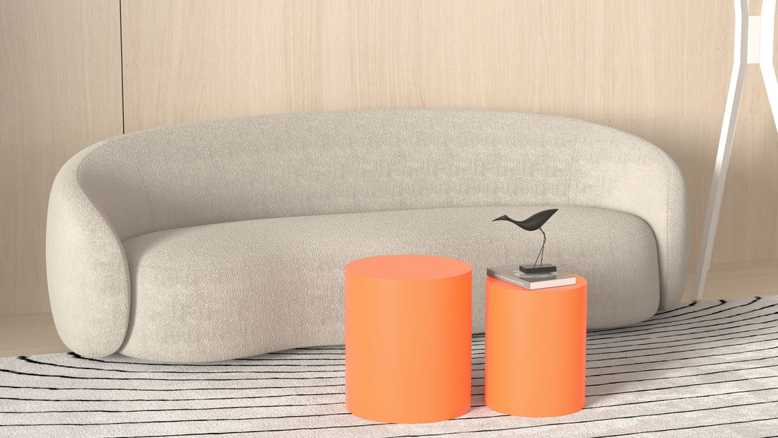 Upgrade Mdf Nesting Table Set Of 2, Mutifunctional For Living Room Small Space Goods Display, Bright Orange Orange Mdf