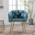 Luxury Modern Simple Leisure Velvet Single Sofa Chair Bedroom Lazy Person Household Dresser Stool Manicure Table Back Chair Blue Blue Velvet