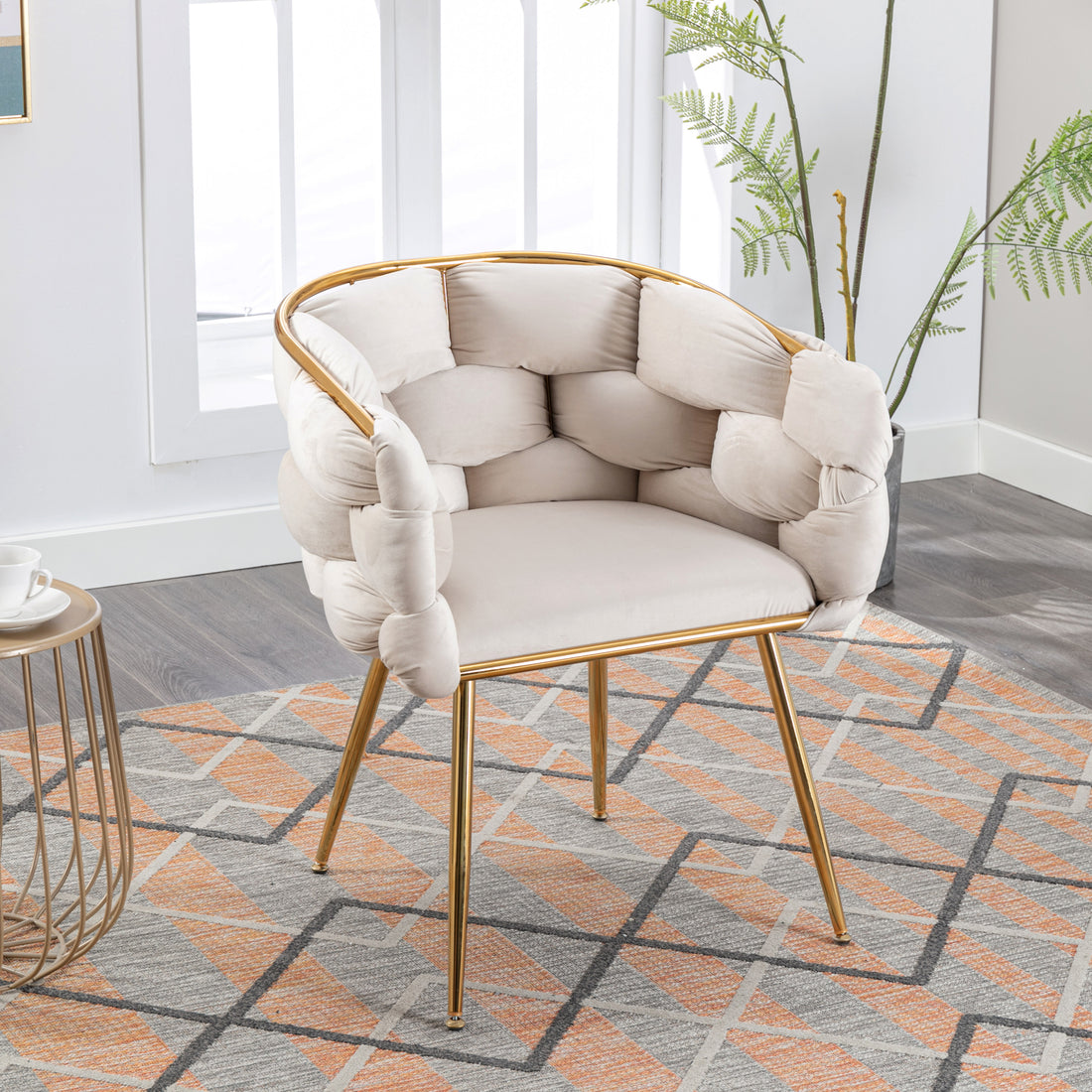 Luxury Modern Simple Leisure Velvet Single Sofa Chair Bedroom Lazy Person Household Dresser Stool Manicure Table Back Chair Turquoise Set Of 2 Beige Velvet