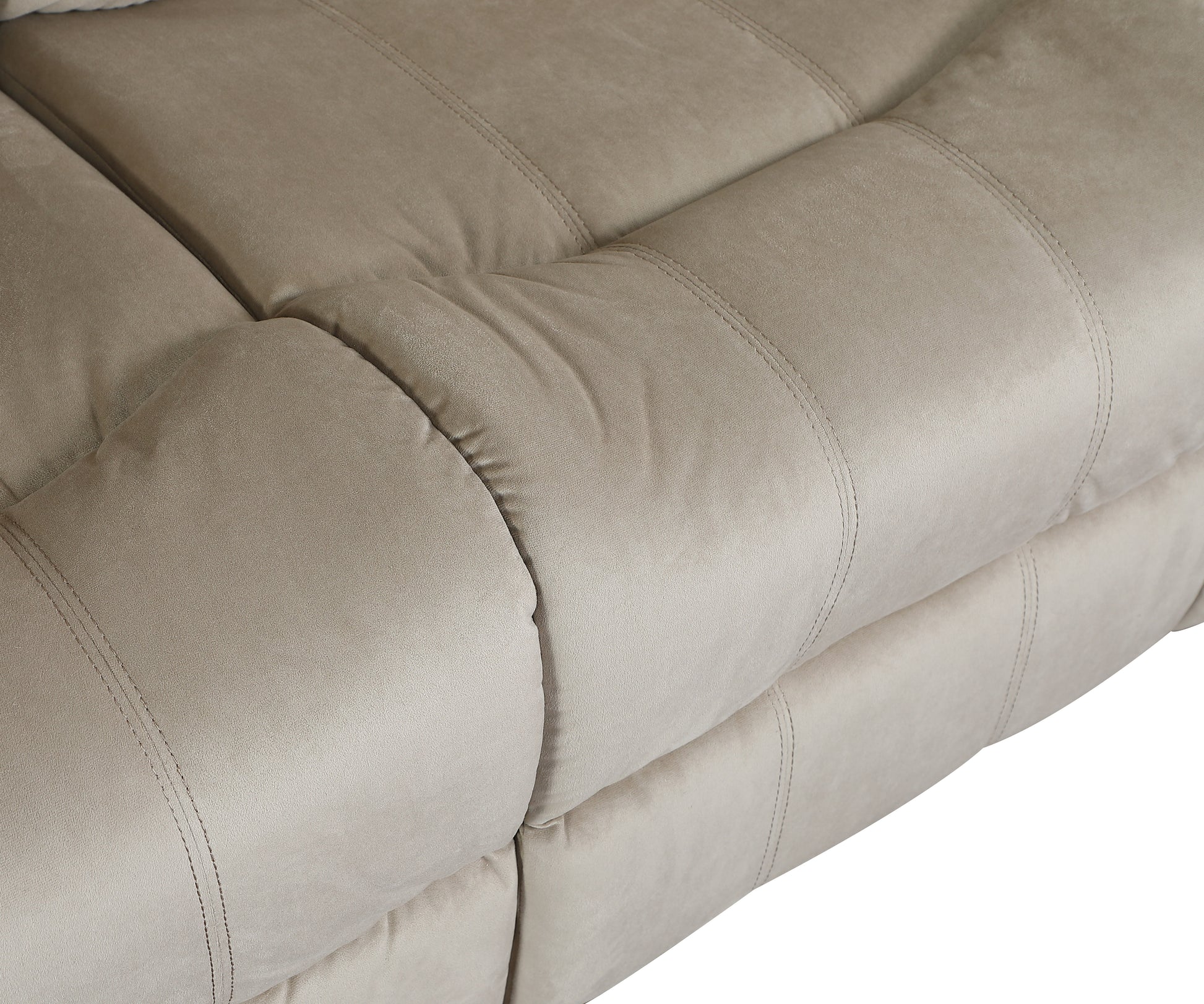 Transitional Microfiber Fabric Upholstered Loveseat Beige Foam Fabric