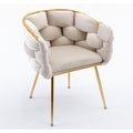 Luxury Modern Simple Leisure Velvet Single Sofa Chair Bedroom Lazy Person Household Dresser Stool Manicure Table Back Chair Beige Beige Velvet