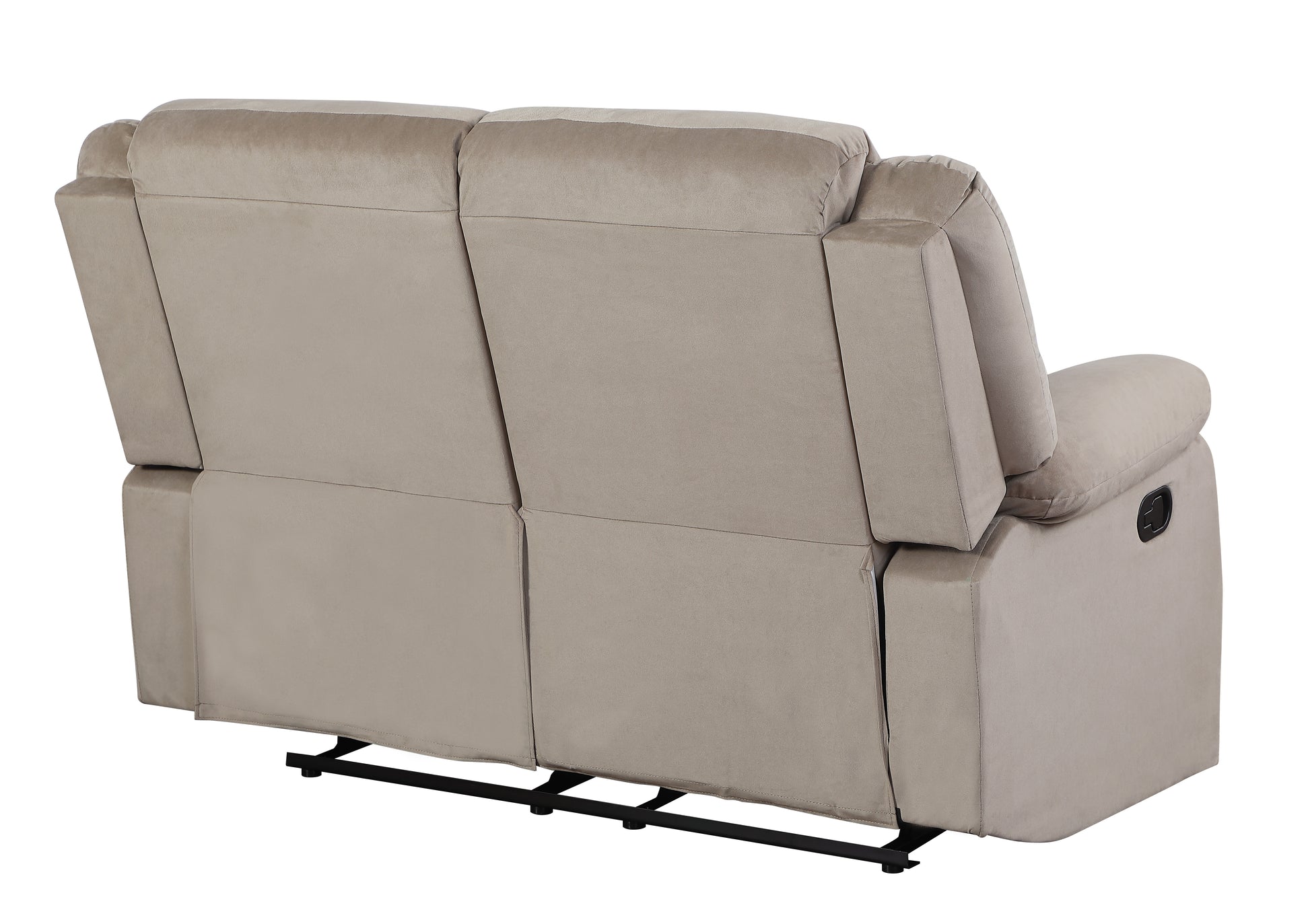 Transitional Microfiber Fabric Upholstered Loveseat Beige Foam Fabric