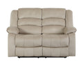 Transitional Microfiber Fabric Upholstered Loveseat Beige Foam Fabric