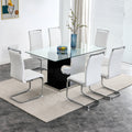 Large Modern Minimalist Rectangular Glass Dining Table For 6 8 With 0.39