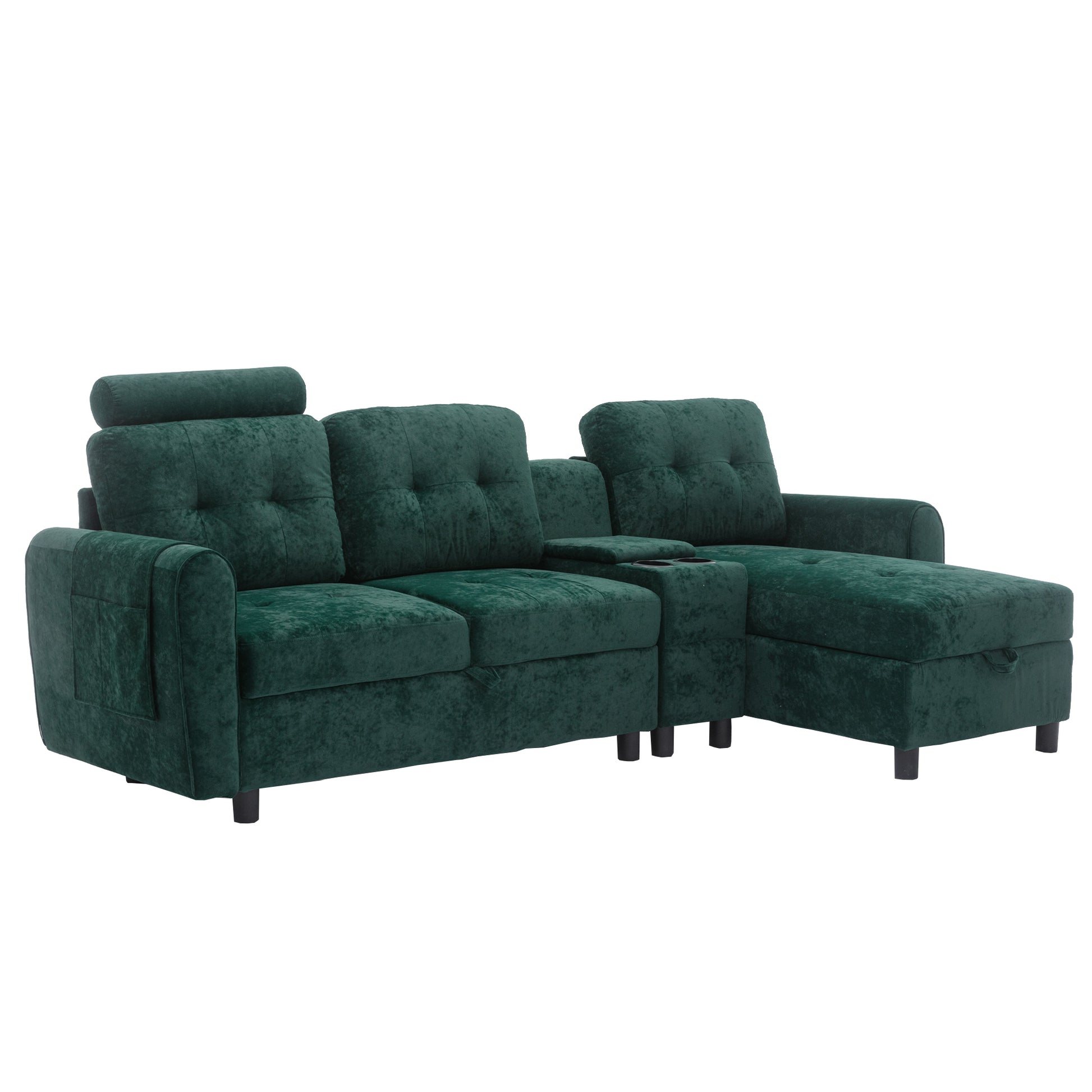 United We Win Storage Sofa Living Room Sofa Cozy Sectional Sofa Emerald Polyester