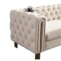 Chesterfield Modern Tufted Velvet Living Room Sofa, 84.25''W Couch,Cream Cream Velvet Wood Primary Living Space Tufted Back Modern Square Arms Foam Velvet 2 Seat