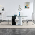 Large Modern Minimalist Rectangular Glass Dining Table For 6 8 With 0.39