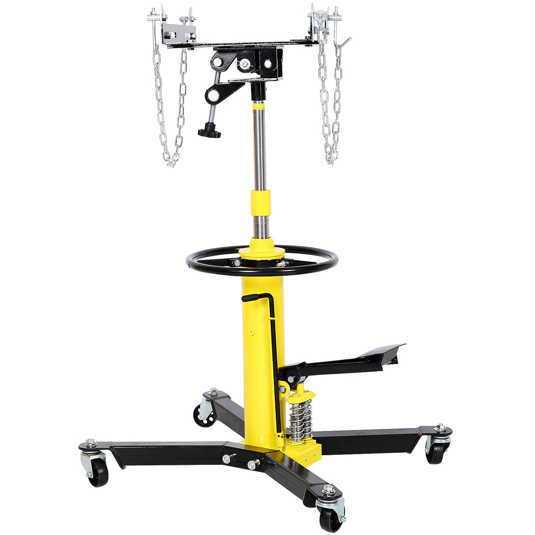 1660Lbs Transmission Jacks Quick Lift Dual Springhydraulic Transmission Jack 2 Stage Hydraulic W 360 For Car Lift 0.75 Ton Yellow Iron