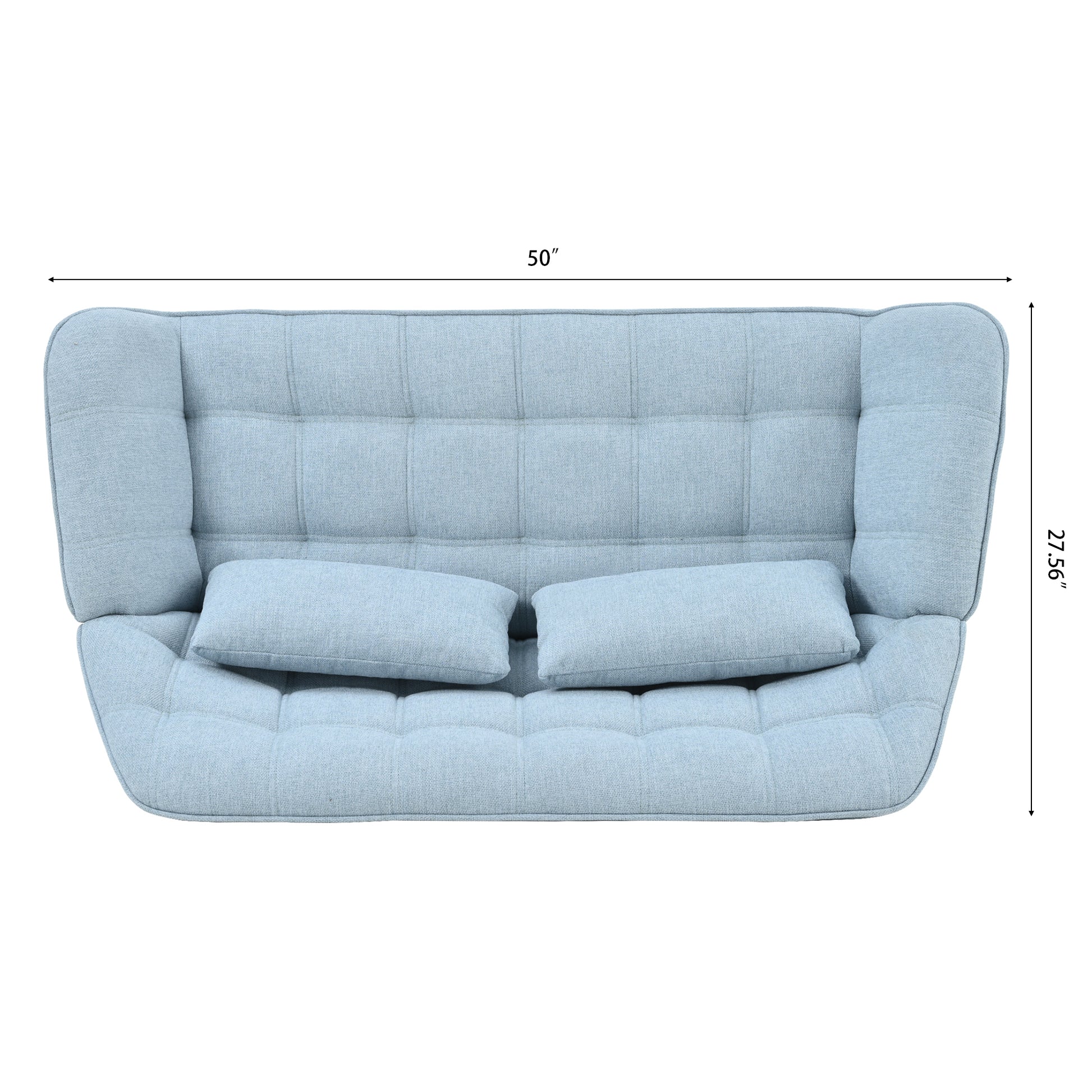 50 "W Beautiful Seat, Comfy Loveseat Sofa With 2 Pillows, Small Couch 2 Seater Sofa For Living Room, Bedroom, Apartment, Blue Blue Polyester Fabric